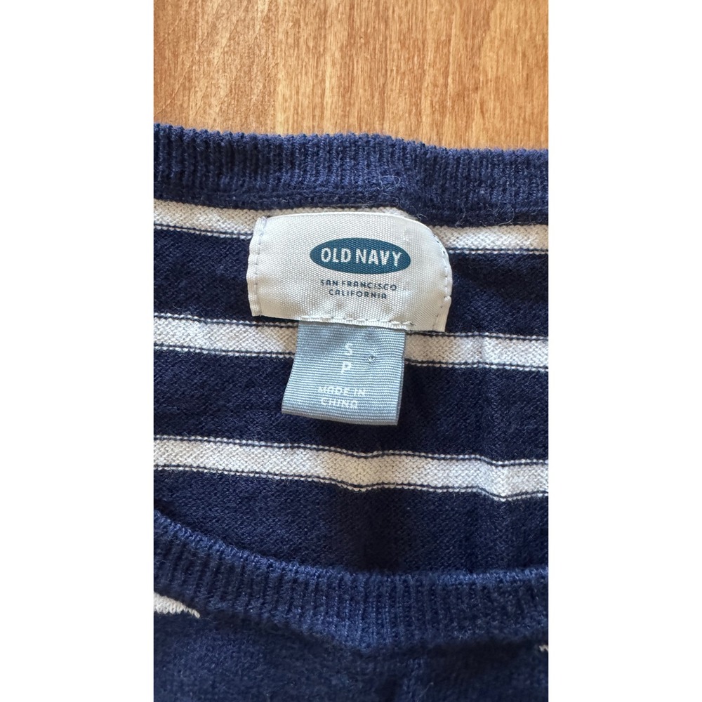 Old Navy Womens Navy Blue White Striped Sleeveless Knit Sweater Vest Small - Picture 2 of 4